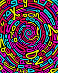 Vibrant Neon Abstract Swirl Rug