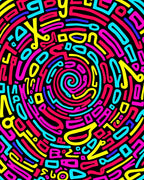 Vibrant Neon Abstract Swirl Rug