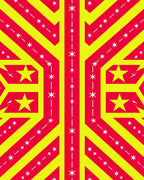 Bold Yellow Red Starburst Rays Rug