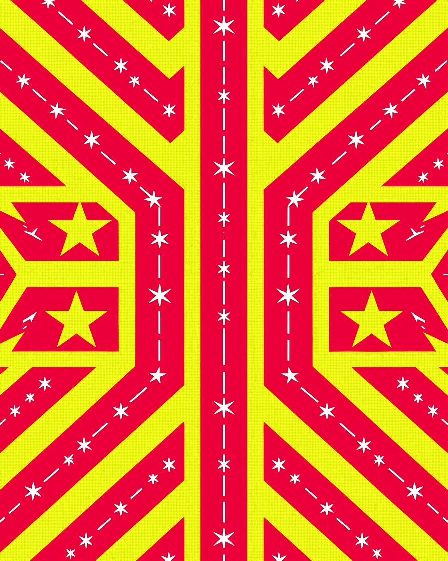 Bold Yellow Red Starburst Rays Rug