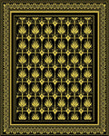 Black Gold Art Deco Floral Rug