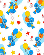 Whimsical Blue Character Balloon Stars Rug
