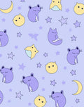 Sweet Purple Cat Starry Moon Rug