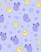 Sweet Purple Cat Starry Moon Rug