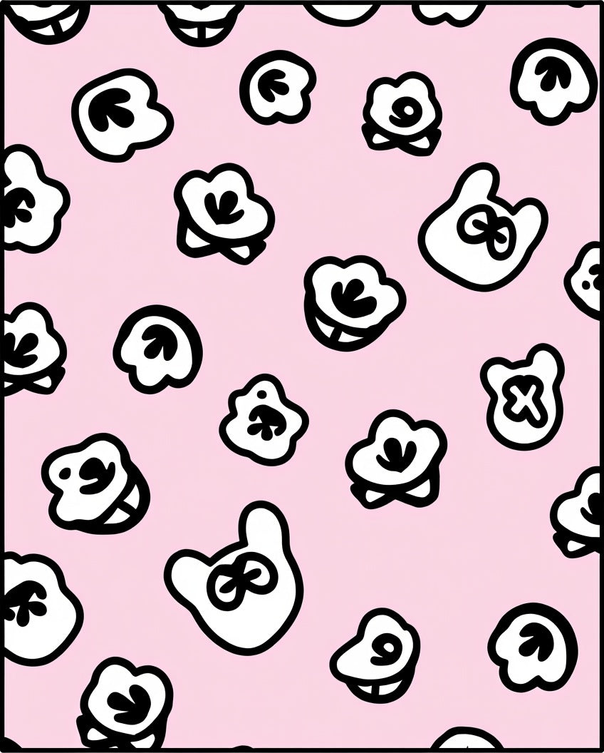 Pink Floral Whimsical Cloud Shapes Rug