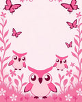 Pink Butterflies And Owls Garden Whimsy Rug