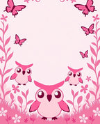 Pink Butterflies And Owls Garden Whimsy Rug