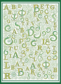 Vintage Green Alphabet Calligraphy Rug