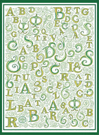Vintage Green Alphabet Calligraphy Rug