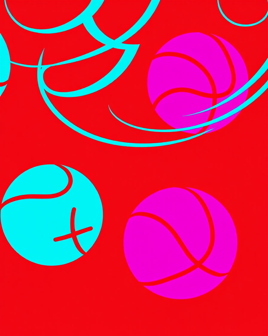 Crimson And Cyan Orb Swirl Rug