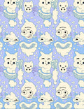 Whimsical Cream Cloud Characters Lavender Background Rug