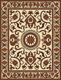 Ornate Brown Floral Medallion Rug