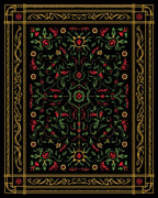 Red Green Floral Ornate Medallion Rug