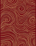 Crimson Gold Swirl Line Art Rug