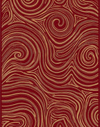 Crimson Gold Swirl Line Art Rug