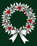 Festive Green Holly Berry Wreath Bow Rug