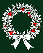 Festive Green Holly Berry Wreath Bow Rug