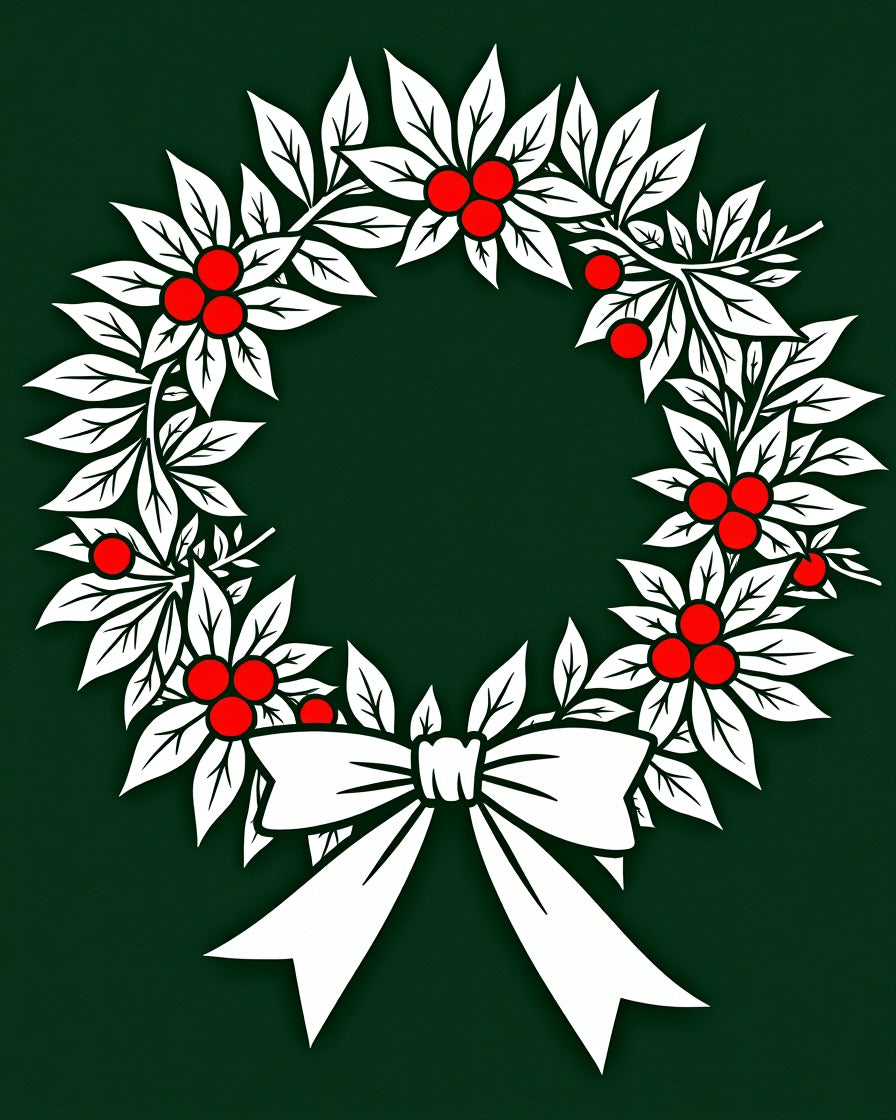 Festive Green Holly Berry Wreath Bow Rug