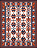 Orange Navy Diamond Geometric Border Rug