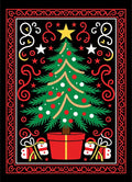 Festive Christmas Tree Gifts Border Rug