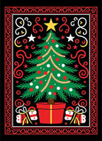 Festive Christmas Tree Gifts Border Rug