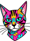 Vibrant Pink Floral Cat Face Rug