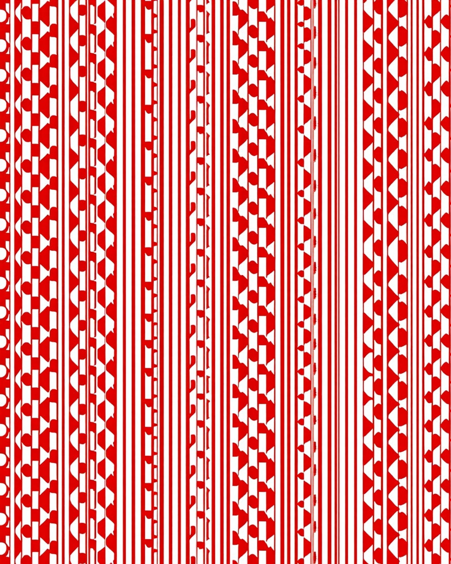 Bold Red Graphic Stripe Collage Rug