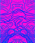 Bright Pink Blue Wavy Abstract Lines Rug