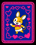 Whimsical Yellow Mouse Pink Hearts Rug