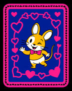 Whimsical Yellow Mouse Pink Hearts Rug