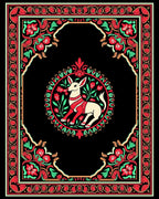 Crimson Dog Floral Garden Frame Rug