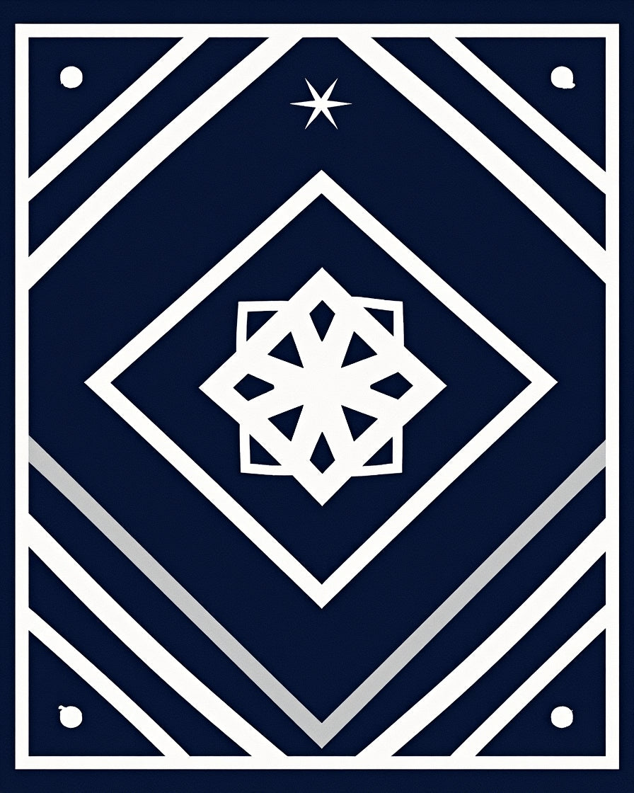 Navy White Geometric Starburst Medallion Rug