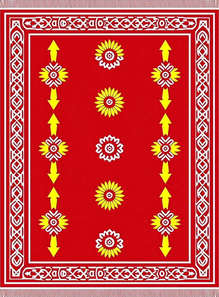 Bold Red Sun Flower Arrow Rug