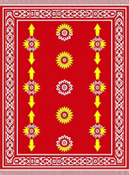 Bold Red Sun Flower Arrow Rug