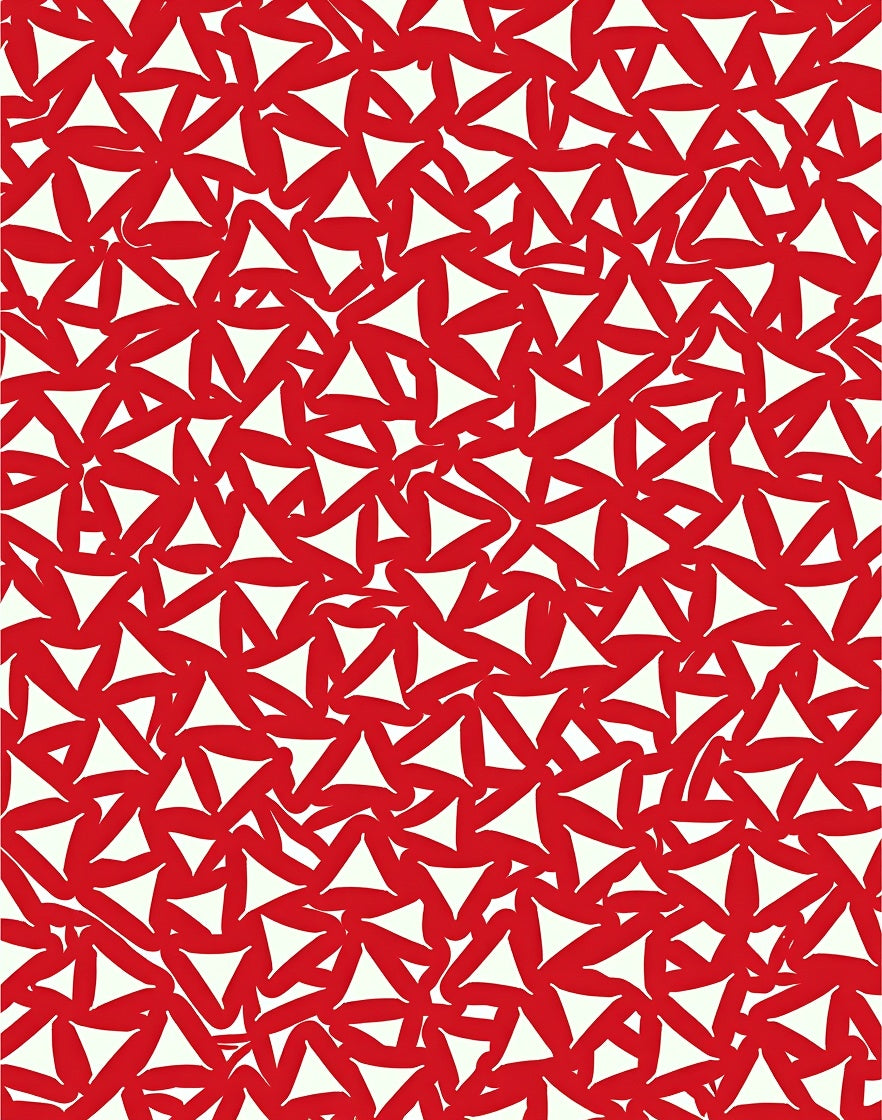 Red White Interlocking Triangle Collage Rug
