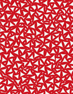 Red White Interlocking Triangle Collage Rug