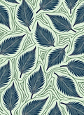 Navy Blue Feather Leaf Pattern Rug