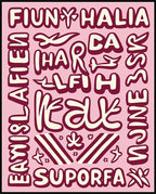 Pink Cream Retro Typographic Collage Rug