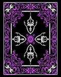 Ornate Violet Floral Medallion Black Rug