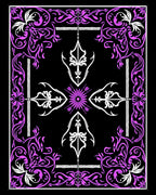 Ornate Violet Floral Medallion Black Rug