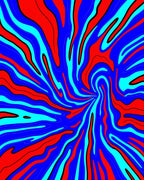 Psychedelic Red Blue Swirl Flow Rug
