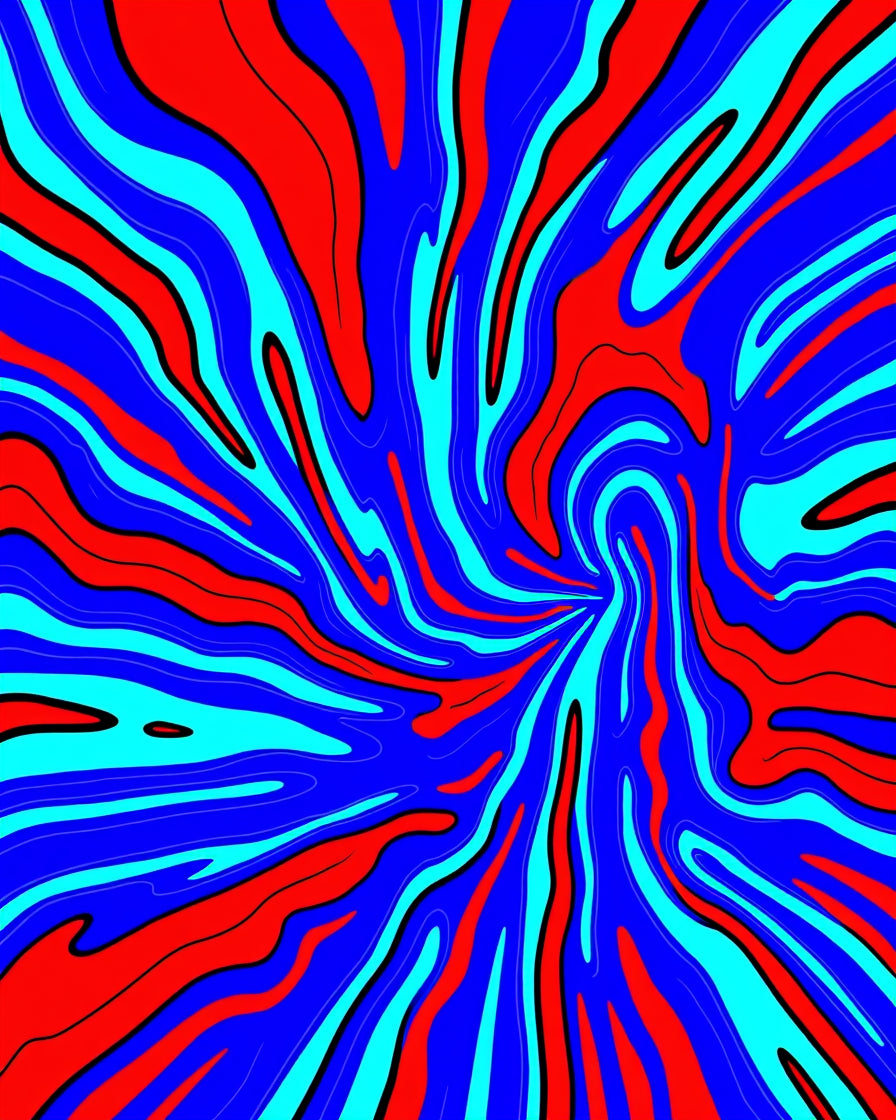 Psychedelic Red Blue Swirl Flow Rug