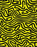 Bold Black Yellow Wavy Lines Rug