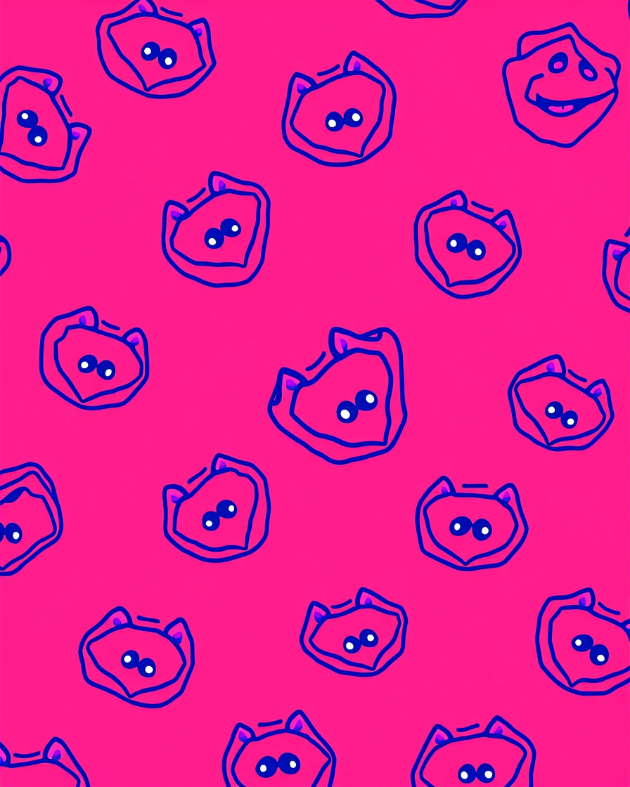 Playful Pink Duo Tone Animal Faces Rug