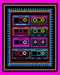 Retro Cassette Tape Collage Rug