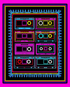 Retro Cassette Tape Collage Rug