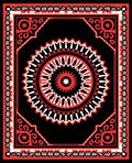 Bold Red Black Starburst Mandala Rug