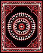 Bold Red Black Starburst Mandala Rug