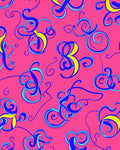 Bright Pink Calligraphy Swirls Rug
