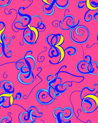 Bright Pink Calligraphy Swirls Rug